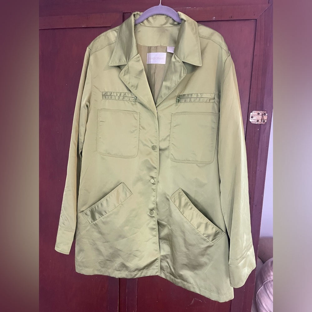 Dana Buchman Lime Green Jacket. Nylon/polyester blend. Size M